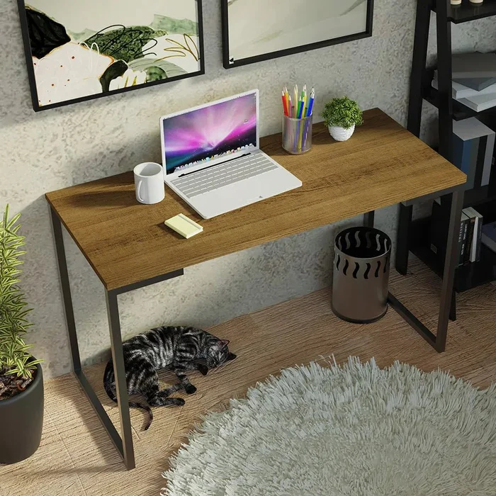 Mesa de escritorio Industrial Madera y Hierro 120cm en Negro - Escritorios, Uruguay | Balton, vista 19