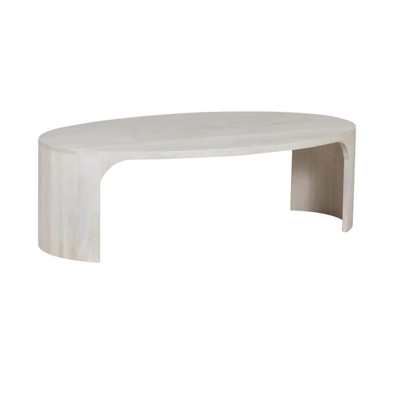 Mesa Ratona Madera Blanco Oval en Blanco - Mesas de living, Uruguay | Divino, vista 3