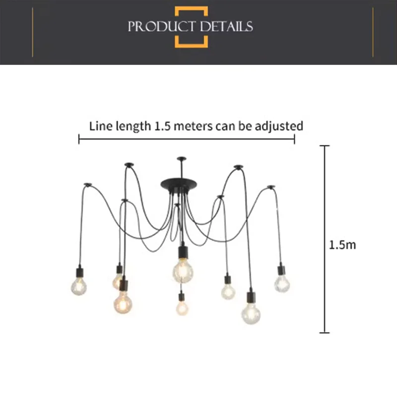 Luminaria colgante de techo 8 lamparas en Negro - Lámparas colgantes, Uruguay | Decotech, vista 5