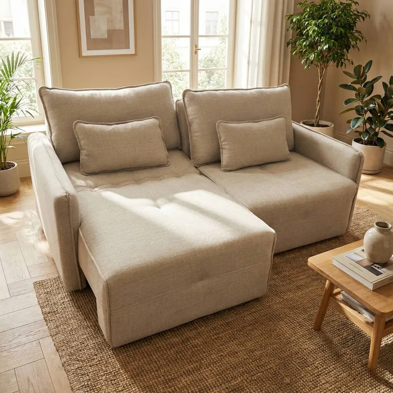 Sillón Cama Céline 3 Cuerpos - Extensible - Beige en Beige - Sillones y sofás, Uruguay | Rústico Hogar