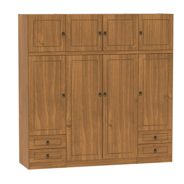 Ropero 8 puertas 4 cajones Linea Naturale en Madera natural - Roperos y placares, Uruguay | La Cueva Muebles, vista 5