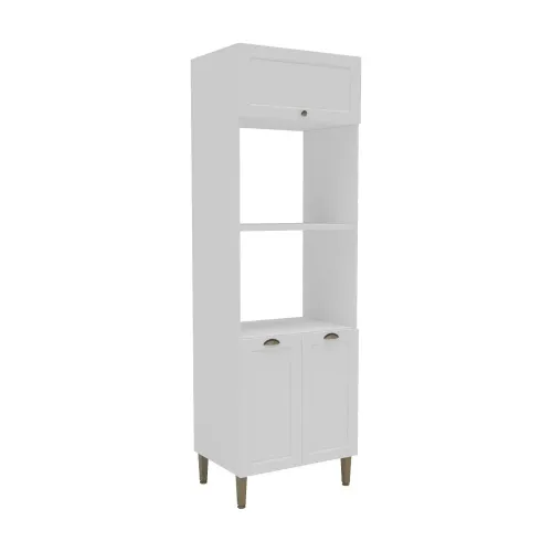 Panelero Cocina 3 Puertas Varios Estantes Tiradores Metalicos en Blanco - Mesas de luz, Uruguay | Soy Hogar