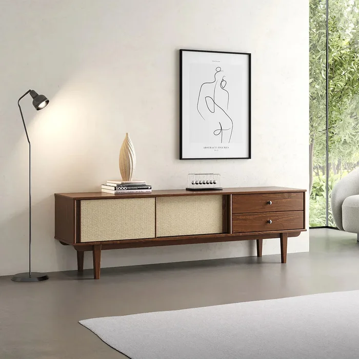 Rack TV 175CM con Ratan Serena - Madera Maciza en Madera natural - Muebles para TV, Uruguay | Balton, vista 15