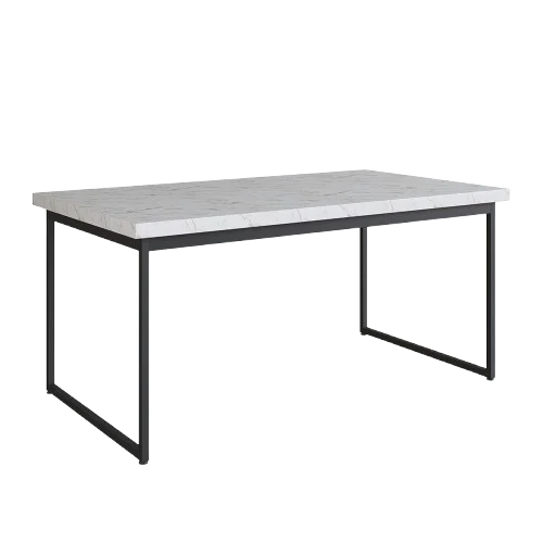 Juego de Comedor Mesa Rectangular Oxford 150cm Con Detalle + 4 con Sillas Blancas Tolix en Mármol (Volakas). Material: Tapa con borde MDP y Patas de Hierro. Capacidad: 4 s - Sillas, Uruguay | Berna home, vista 3