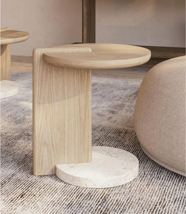 MESA LATERAL BAKERS ROBLE Y MARMOL D45XH52 en Madera natural - Mesas de arrimo, Uruguay | Masinfinito Casa, vista 2