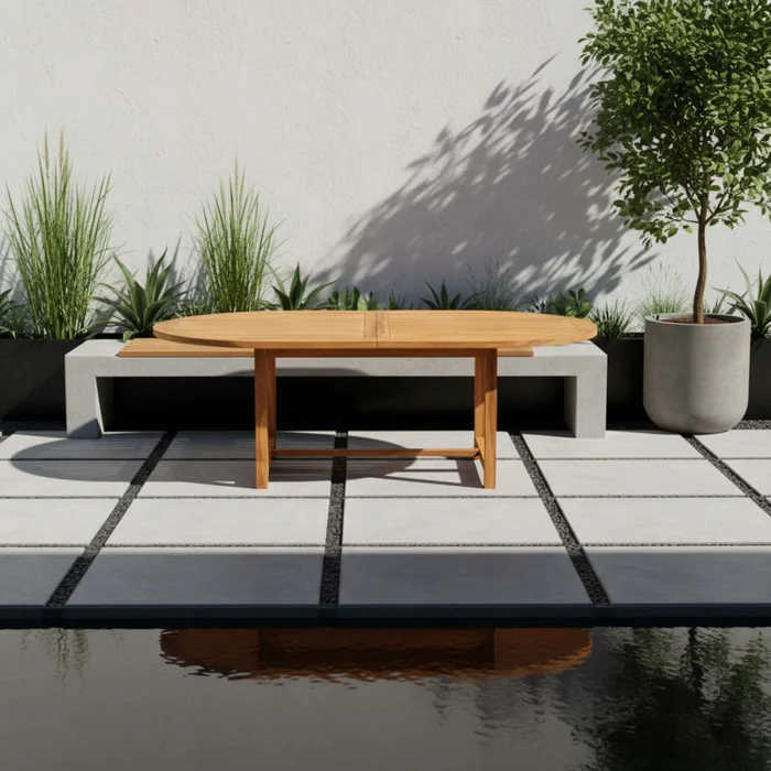 Mesa Ext Madera Natural-beige Yaris 180-240cm en Madera natural - Muebles para el exterior, Uruguay | Divino