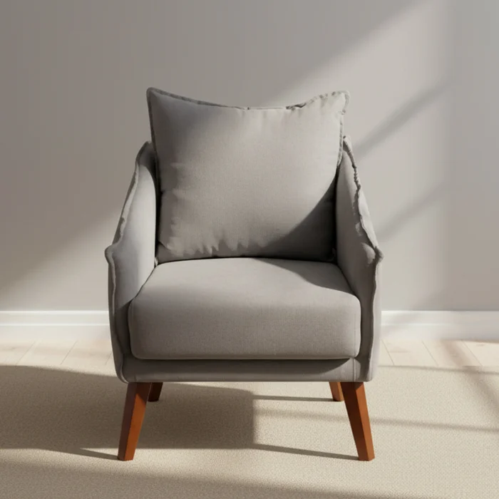 Butaca Tela-y-madera Gris Colin en Gris - Sillones y sofás, Uruguay | Divino