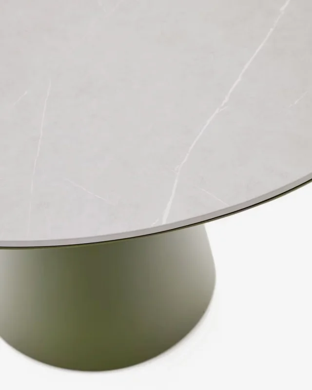 Mesa de exterior Tudons de aluminio con tablero de cerámica verde, Ø120 cm en Verde - Mesas de comedor, Uruguay | Kavehome, vista 3