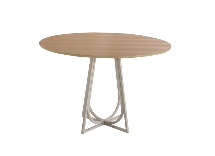 MESA COMEDOR REDONDA - TAPA MADERA CLARA - BASE IZA en Madera natural - Mesas de comedor, Uruguay | Champagne Home