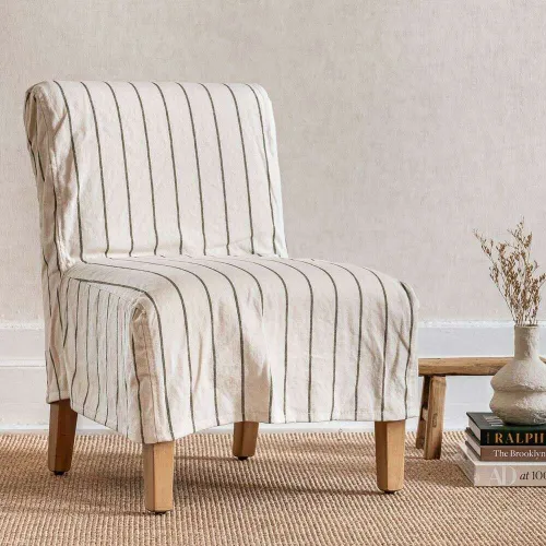 SILLA SOHO - LINO RAYAS VERDES en Off-white - Butacas, banquetas y puffs, Uruguay | La Iberica