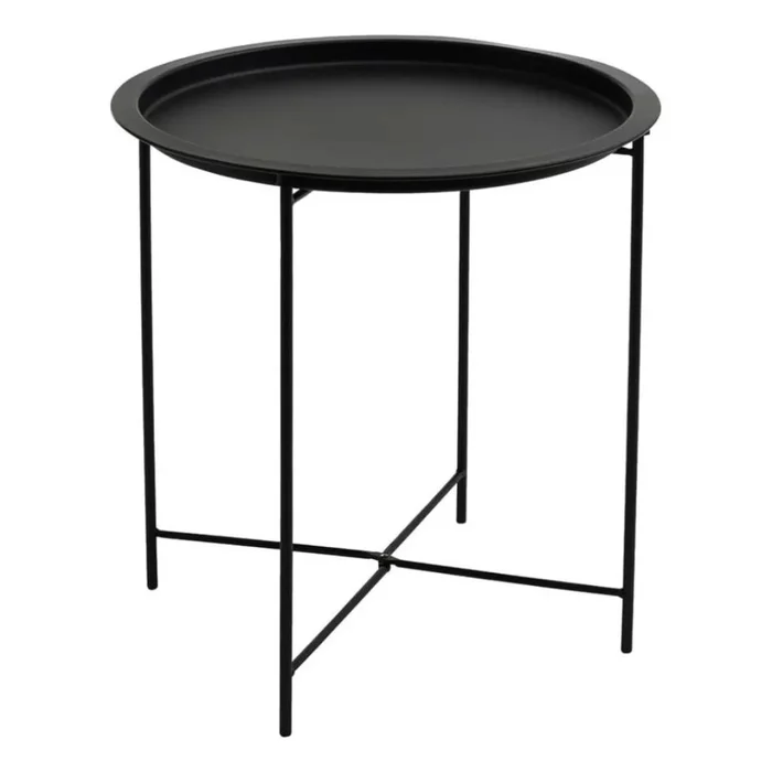 Mesa Lateral con Bandeja Metálica en Negro - Mesas de living, Uruguay | La Cueva Muebles, vista 4