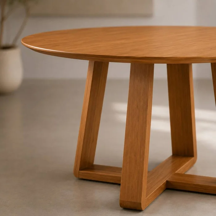 Mesa de Comedor Wood - Redonda - 100 - Canela en Blanco, Uruguay | NYR, vista 2