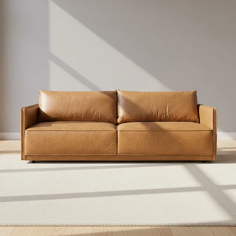 Sillón 3 Cuerpos Cuero-100-natural Marron Romeo Camel en Beige - Sillones y sofás, Uruguay | Divino