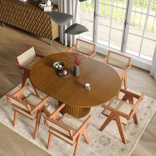 MESA DE COMEDOR VENTAGLIO BEIGE CIRCULAR en Marrón - Mesas de comedor, Uruguay | Viasono