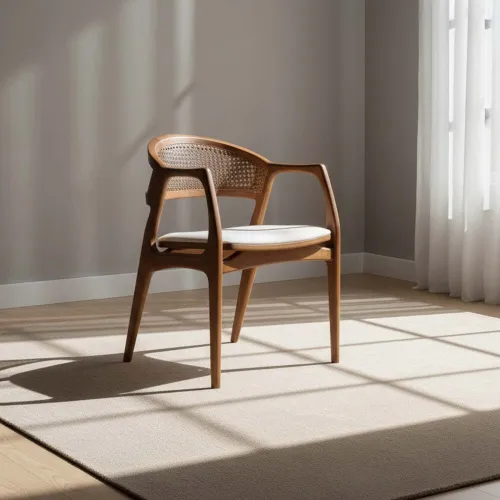 Silla De Comedor Madera-y-tela Natural-beige Carlo en Beige - Sillas, Uruguay | Divino