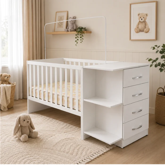 Cuna Dormitorio Infantil 4 Cajones Repisa 411 en Multicolor - Dormitorio, Uruguay | Soy Hogar, vista 2