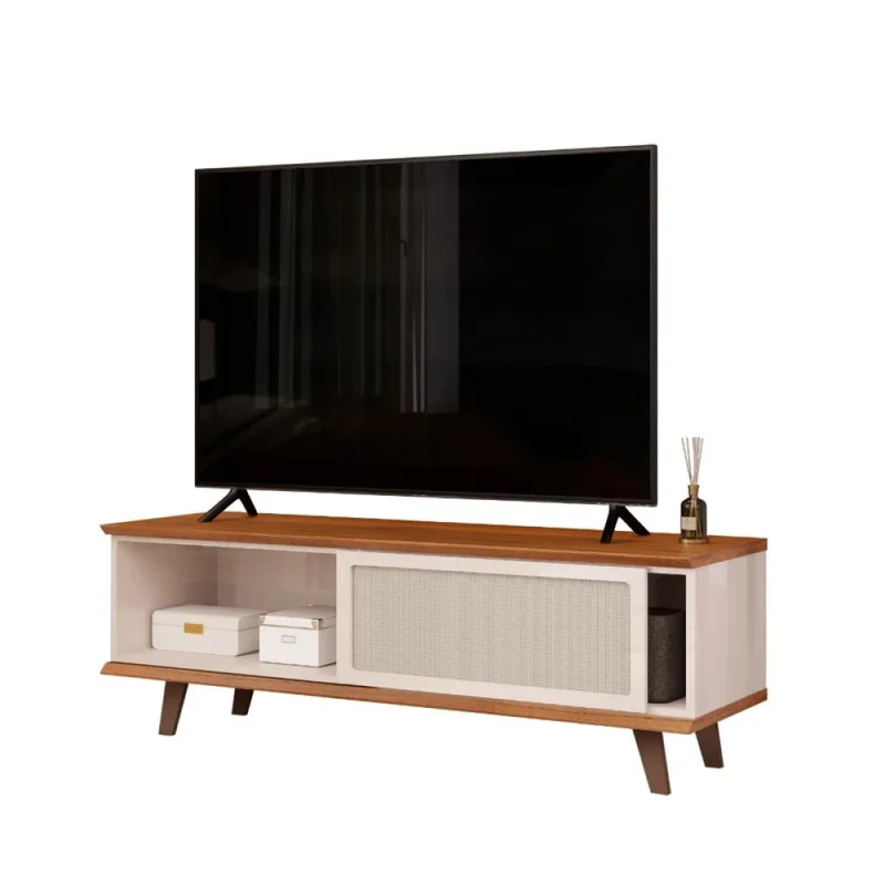 Rack Para Tv 1 Puerta Corrediza - Blanco en Blanco - Muebles para TV, Uruguay | Ecowood, vista 3