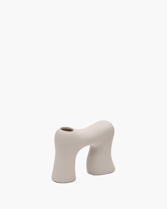 Jarrón Llafranc de cerámica - beige 13 cm en Beige - Jarrones, Uruguay | Kavehome