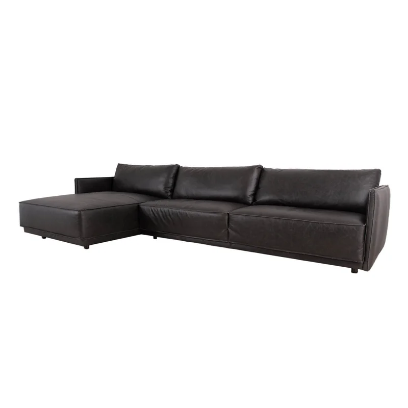 Sillón C/chaise Izquierdo 3 Cuerpos Cuero-100-natural Negro Romeo Tp3 La Paz en Negro - Sillones y sofás, Uruguay | Divino, vista 3