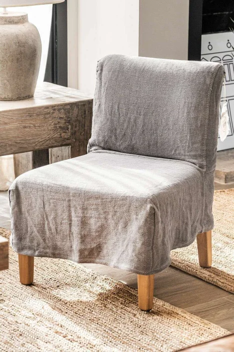 SILLA SOHO - LINO ALTO GRAMAJE - GRIS OSCURO en Gris - Butacas, banquetas y puffs, Uruguay | La Iberica, vista 3