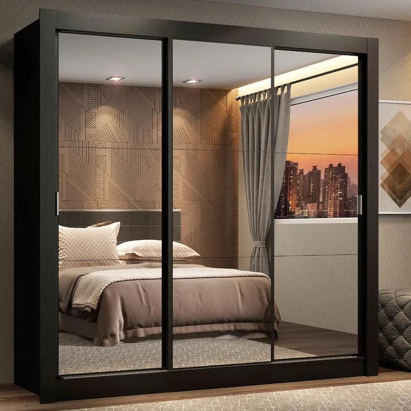Ropero Placard Matrimonial Monaco 170CM con 3 Espejos 3 Puertas Corred en Madera natural - Roperos y placares, Uruguay | Balton, vista 4