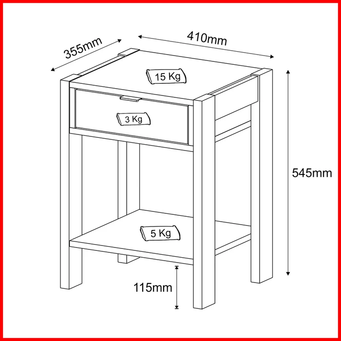 Mesa de luz minimalista – AZ 1023 - Mesas de luz, Uruguay | Punto Unión, vista 3