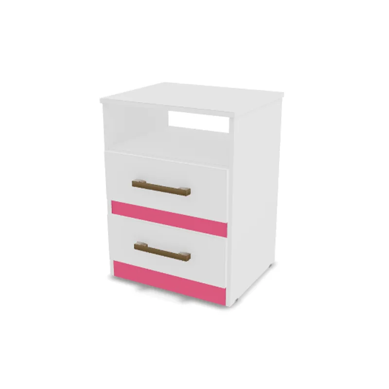 Mesa de luz 2 cajones dormitorio varios colores en Castaño/avela – Blanco/Lila – Blanco/Rosa - Mesas de luz, Uruguay | Muebles Express