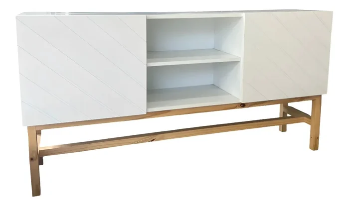 Rack para tv laca blanca - PRODUCTO CON DETALLES EN LA MADERA - en Blanco - Muebles para TV, Uruguay | Champagne Home, vista 2