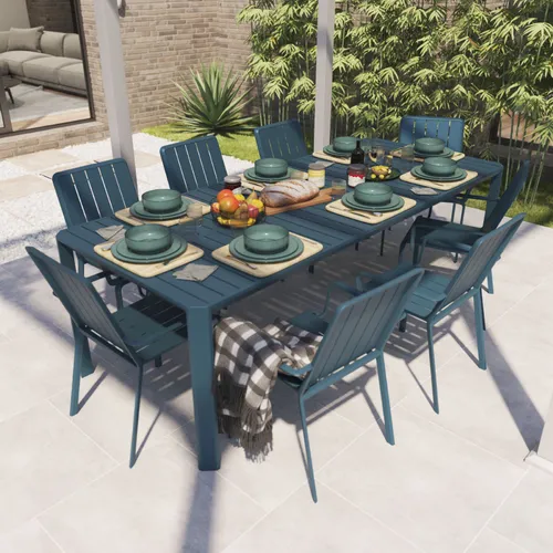 Mesa Comedor Idaho 8/10 puestos Azul Agata en Azul - Muebles para el exterior, Uruguay | Naterial Uruguay
