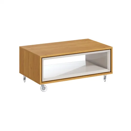 Mesa de Centro Ópera - Línea Manhattan - Blanco/Natural en Madera natural - Mesas de living, Uruguay | Rústico Hogar