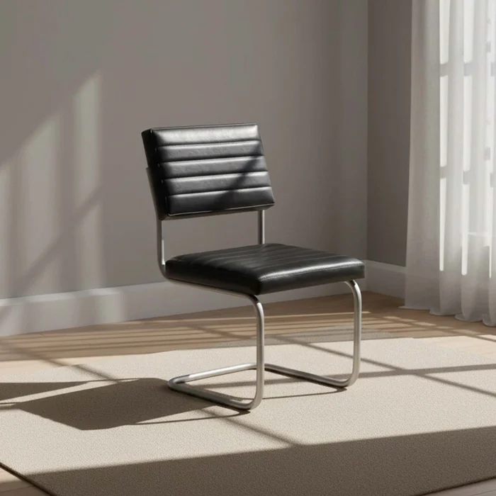 Silla De Comedor Cuero Negro Franca en Negro - Sillas, Uruguay | Divino