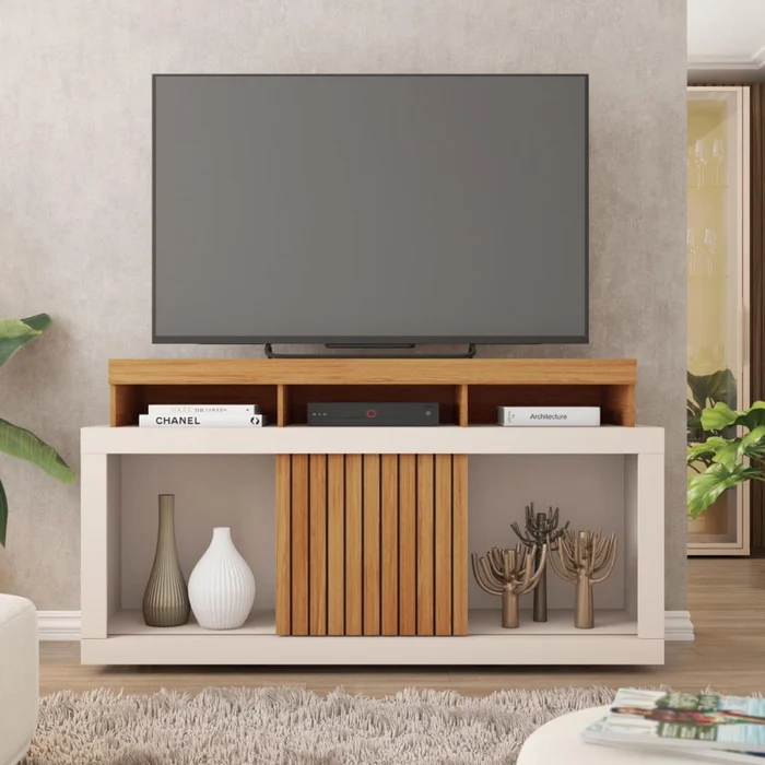 Rack Dragon - Freijo y Off White en Beige - Muebles para TV, Uruguay | NYR, vista 2