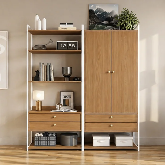Combo Closet Abierto Modular P48 y P49 - Linea Industrial en Madera natural - Roperos y placares, Uruguay | Balton, vista 8