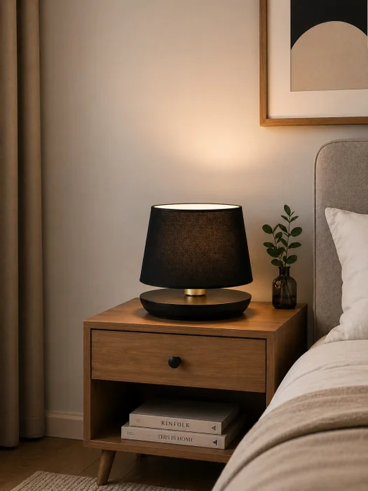 Lampara de Mesa Mini – Madera Negro / Lino Negro en Negro - Lámparas de mesa, Uruguay | Berna home, vista 2