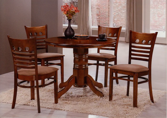 Juego De Comedor 4 Sillas Mesa Redonda Madera Maciza en Marrón - Muebles, Uruguay | Soy Hogar, vista 4