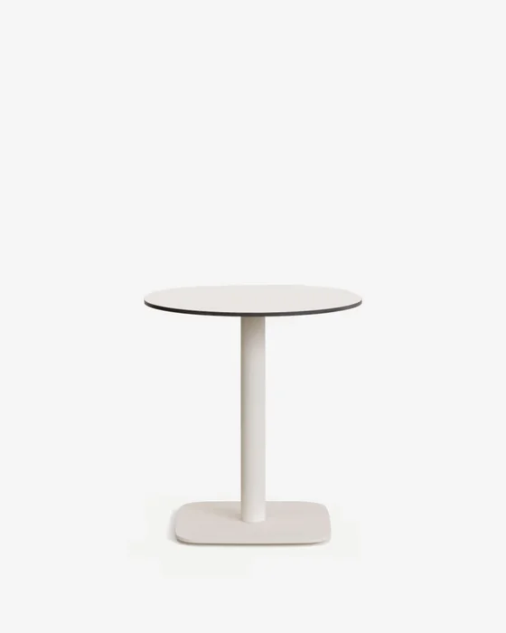 Mesa redonda de exterior Dina blanco con pie de metal con acabado pintado blanco Ø 68x70cm en Blanco - Mesas de comedor, Uruguay | Kavehome