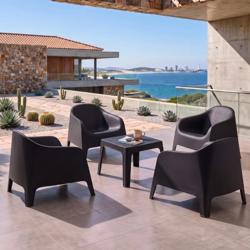 Sillón De Jardín Set X4 Skarpo Apilable + Mesa Master - Blanco en Blanco - Muebles para el exterior, Uruguay | Rústico Hogar
