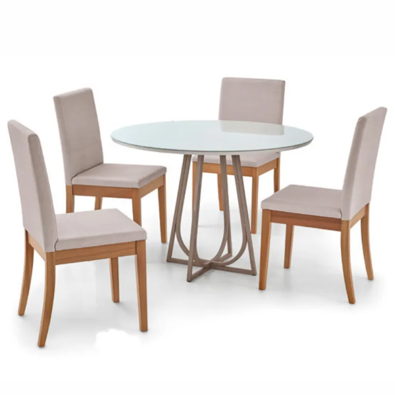MESA COMEDOR REDONDA - TAPA TIZA - BASE TIZA en Blanco - Mesas de comedor, Uruguay | Champagne Home