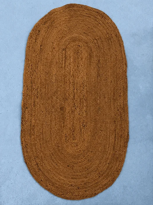 ALFOMBRA OVALADA YUTE CARAMELO en Marrón - Alfombras, Uruguay | Más Infinito Casa