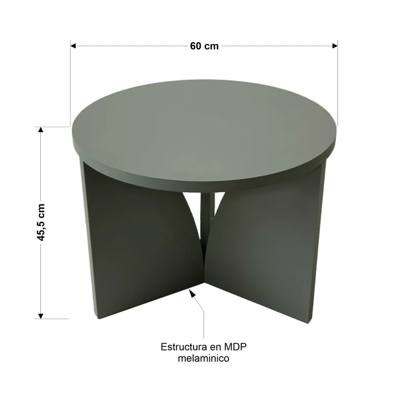 Mesa de Centro Arco 60cm – Verde en Madera natural - Mesas de living, Uruguay | Berna home, vista 3
