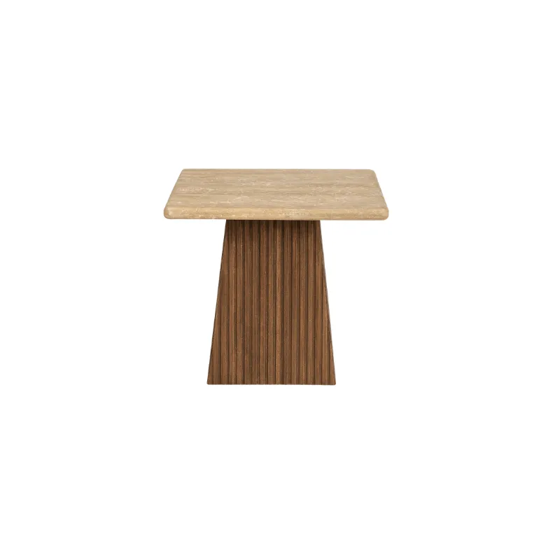 MESA LATERAL VERONA CUADRADA MADERA Y TRAVERTINO en Multicolor - Mesas de arrimo, Uruguay | Masinfinito Casa