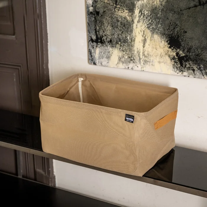 Caja de almacenamiento organizador de ropa 48cm - Marrón en Caqui - Canastos, Uruguay | Buho Store