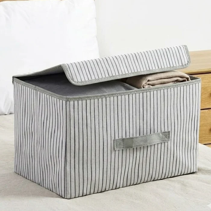 Caja de almacenamiento de tela con tapa en Gris - Canastos, Uruguay | Buho Store, vista 2