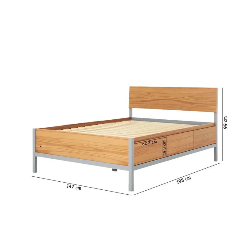 Cama 2 plazas - Madera Maciza Pino/Gris - Siena en Gris - Dormitorio, Uruguay | Ecowood, vista 4