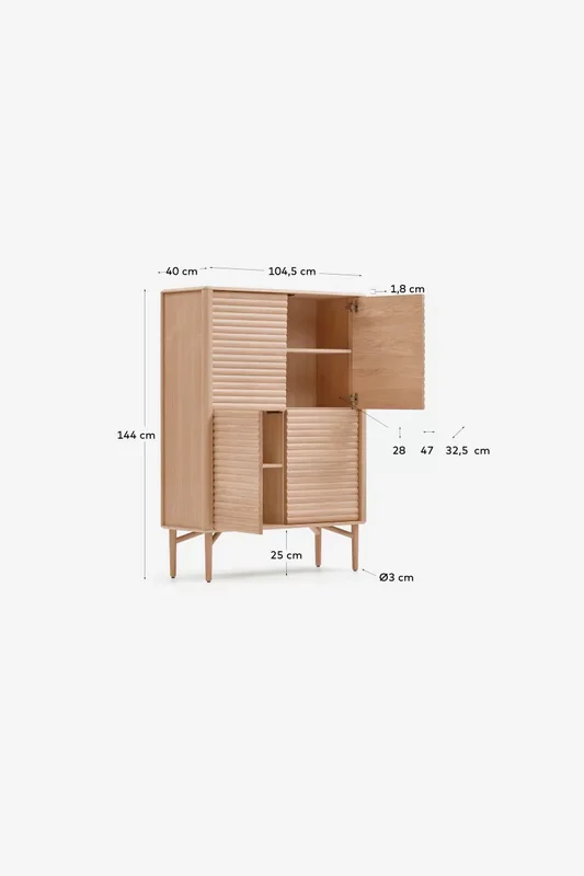 Aparador Lenon - 4 puertas madera maciza y chapa de roble 104,5 x 144 cm FSC MIX Credit en Madera natural - Aparadores y recibidores, Uruguay | Kavehome, vista 10