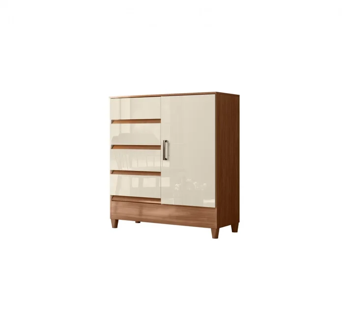 Comoda 1 puerta 4 cajones Terminacion Jequitiba Claro en Beige - Roperos y placares, Uruguay | Rústico Hogar