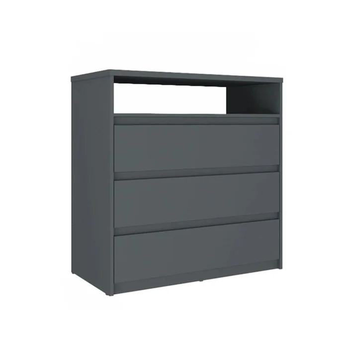 Cómoda 3 Cajones - Línea Clara - Gris en Gris - Cómodas, Uruguay | Ecowood, vista 2