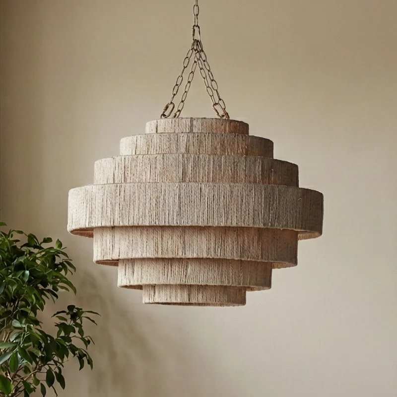 Colgante Nativa Cascada Fibras en Beige - Lámparas colgantes, Uruguay | La Perla, vista 3