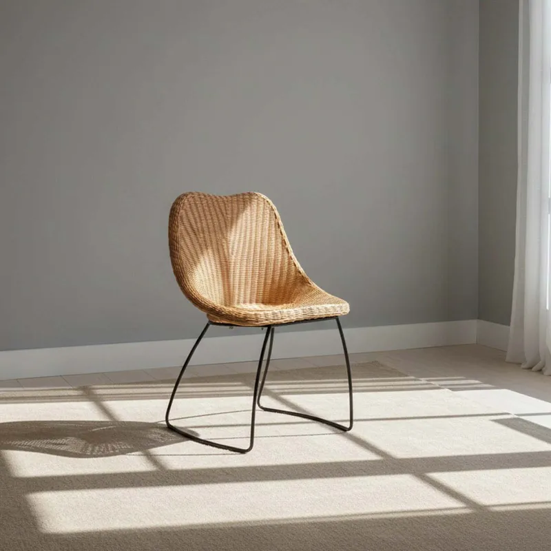 Silla De Comedor Rattan-y-metal Natural-beige Elafonisi en Madera natural - Sillas, Uruguay | Divino