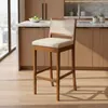 BANCO ALTO PARA BARRA - ESTERILLA - TAPIZADO TELA BEIGE en Madera natural - Butacas, banquetas y puffs, Uruguay | Champagne Home, vista 4 de 4
